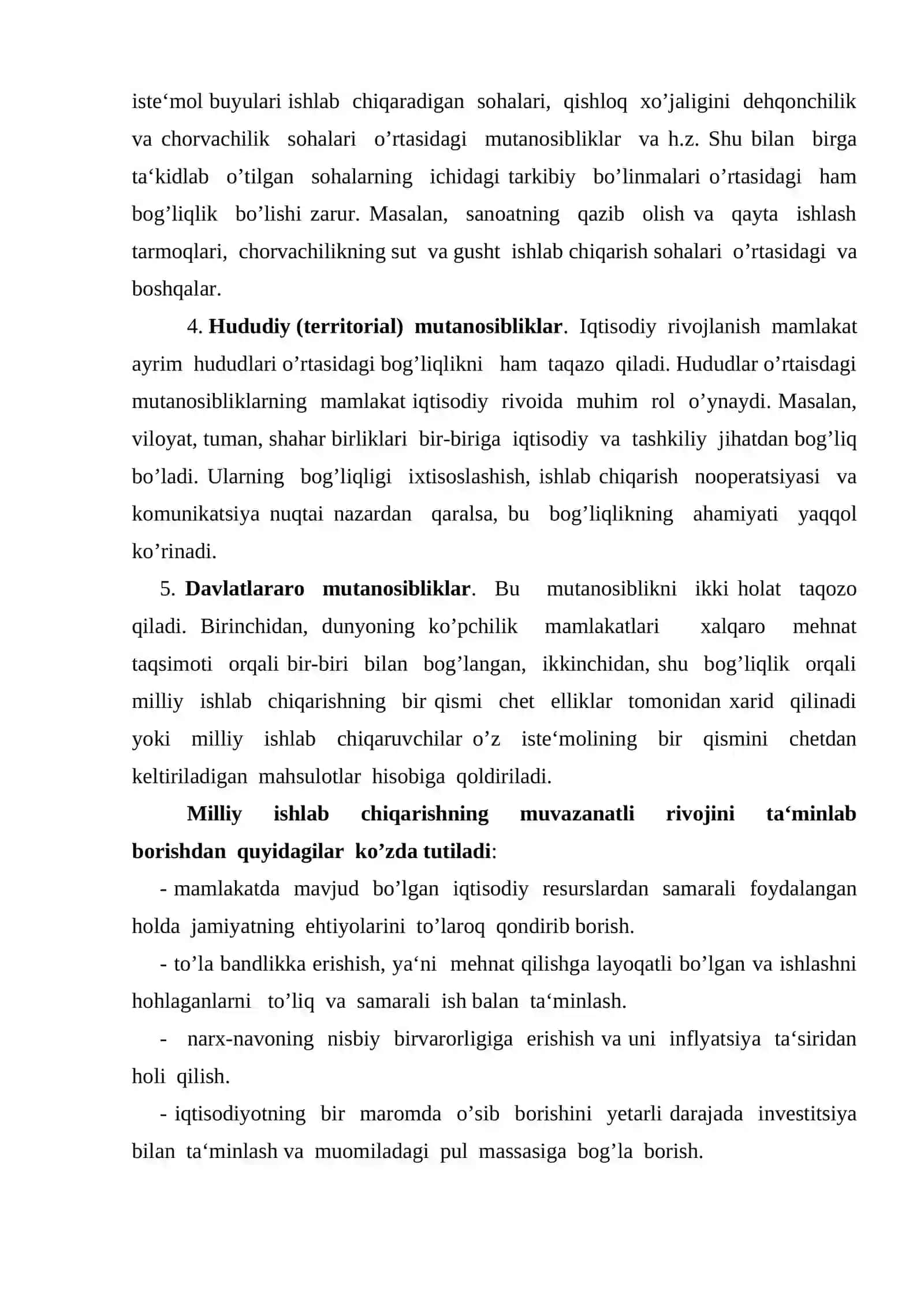 Milliy iqtisodiyotning nisbatlari, muvozanati va tsiklli rivojlanish tavsifi 3
