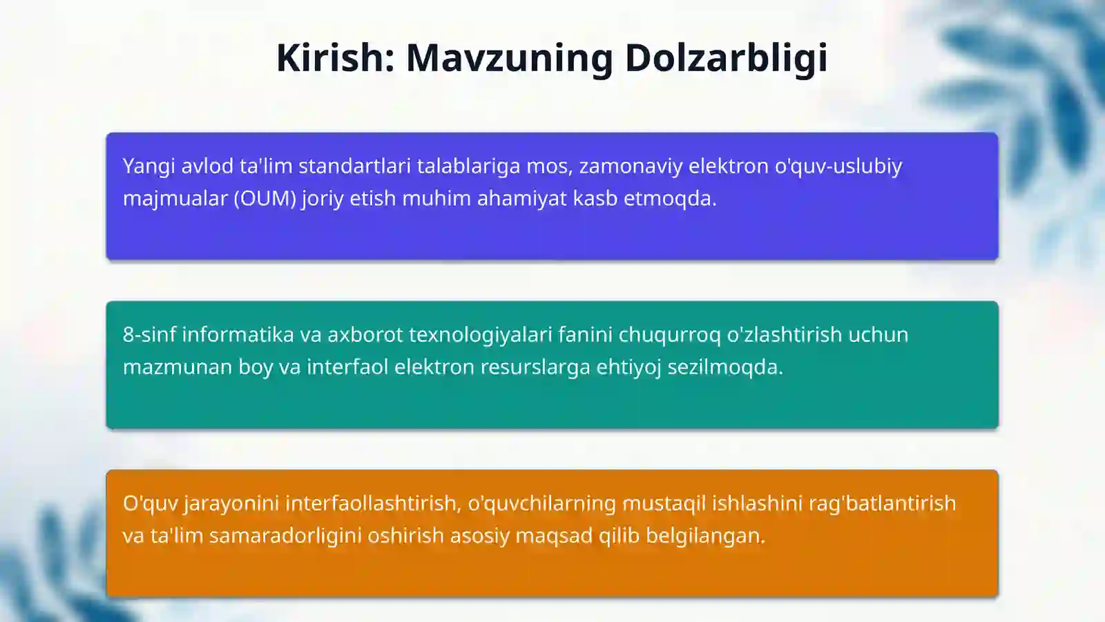 8-sinf informatika va axborot texnalogiyalari fanidan elektron o'quv-uslubiy majmua yaratish metodikasi 3