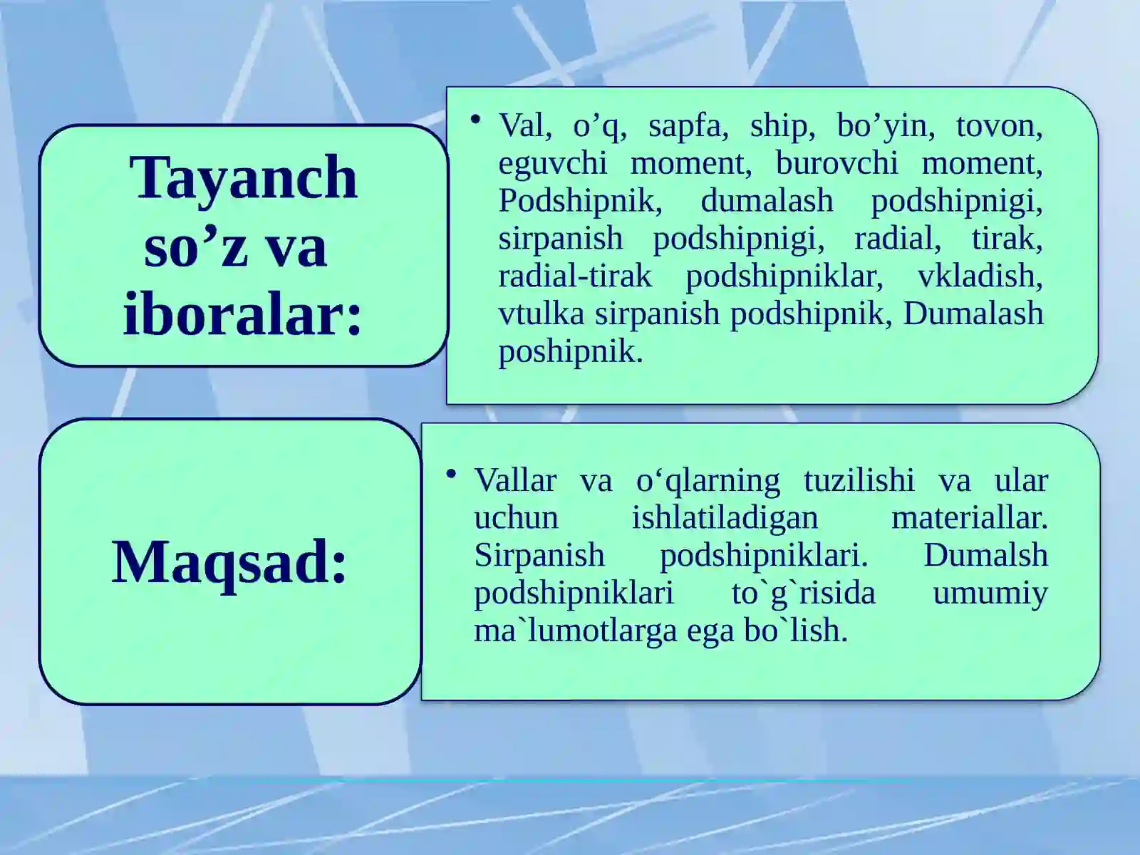 Vallar va o‘qlarning tuzilishi 3