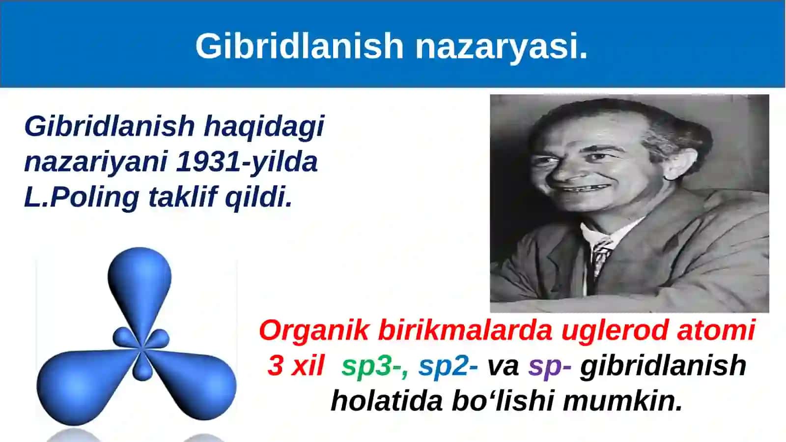 Organik birikmalarda uglerod atomining gibridlanishi 3