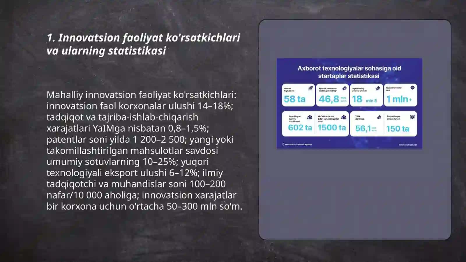 Innovatsiya va ilmiy-texnik rivojlanish statistikasi 3