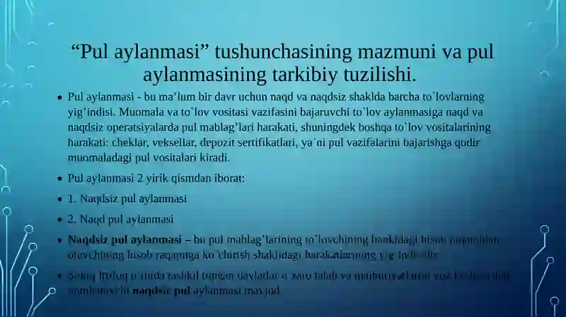 Pul aylanmasi va uning tarkibi 3