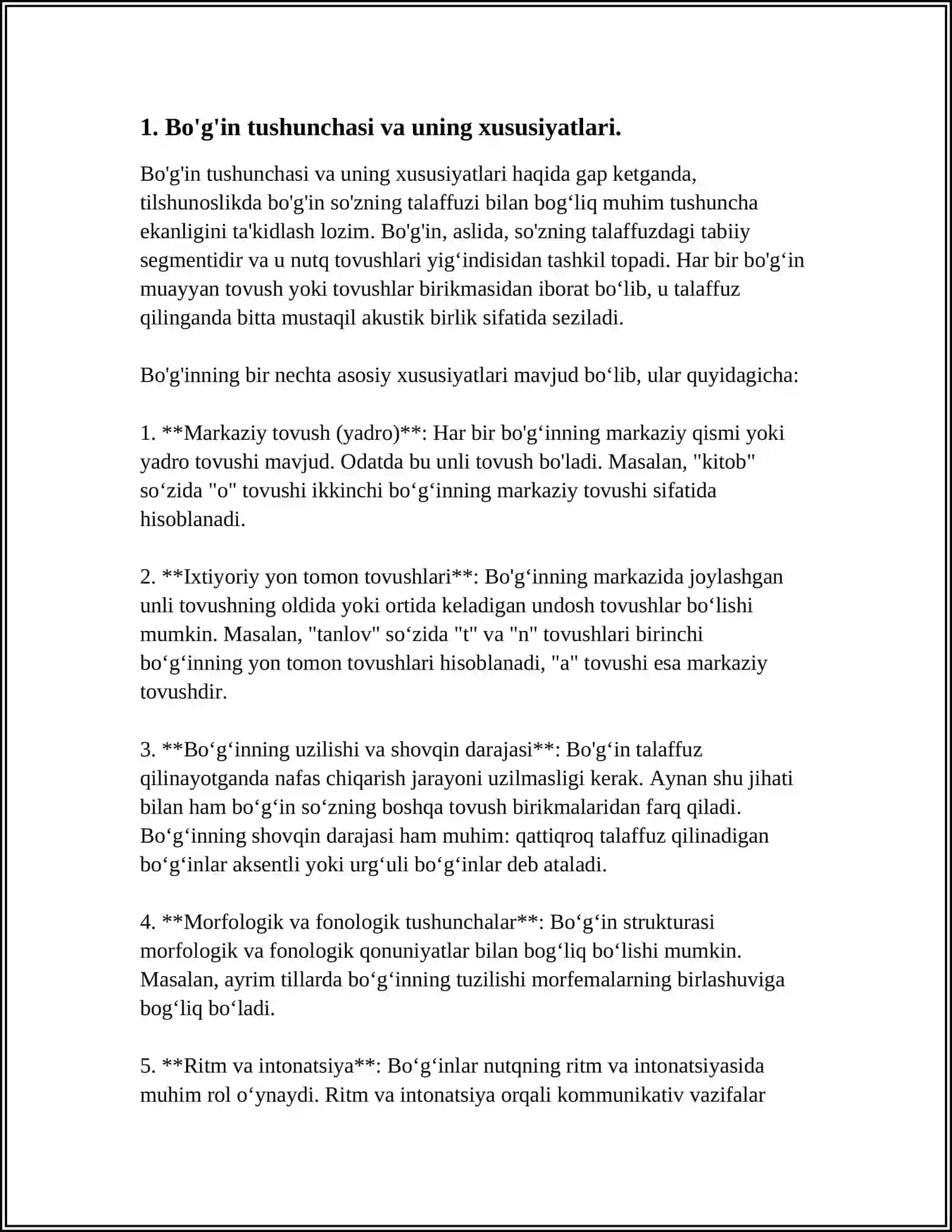 MAVZU: SAVOD OʻRGATISH DAVRIDA BOʻGʻIN USTIDA ISHLASH 3