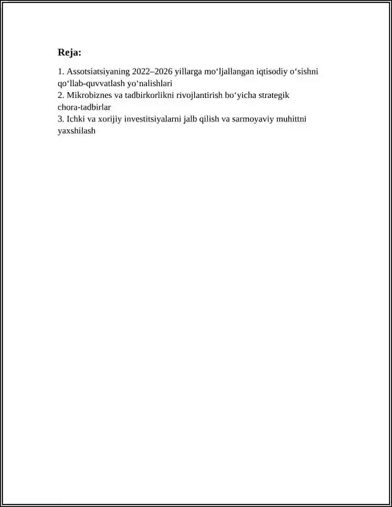 2022-2026 YILLARGA MO'LJALLANGAN YANGI O'ZBEKISTON TARAQQIYOT ASSOTSIATSIYASI YO'NALISHLARI 3