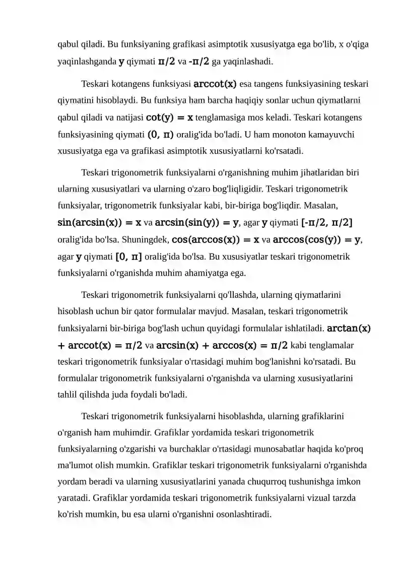 Teskari trigonometrik tenglamalar 3