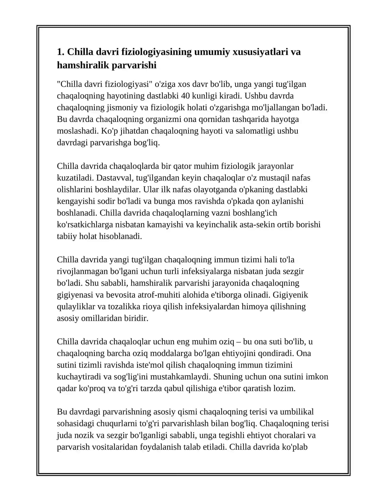 CHILLA DAVRI FIZIOLOGIYA SI VA PATALOGIYASIDA XAMSHIRALIK PARVARISHI 3