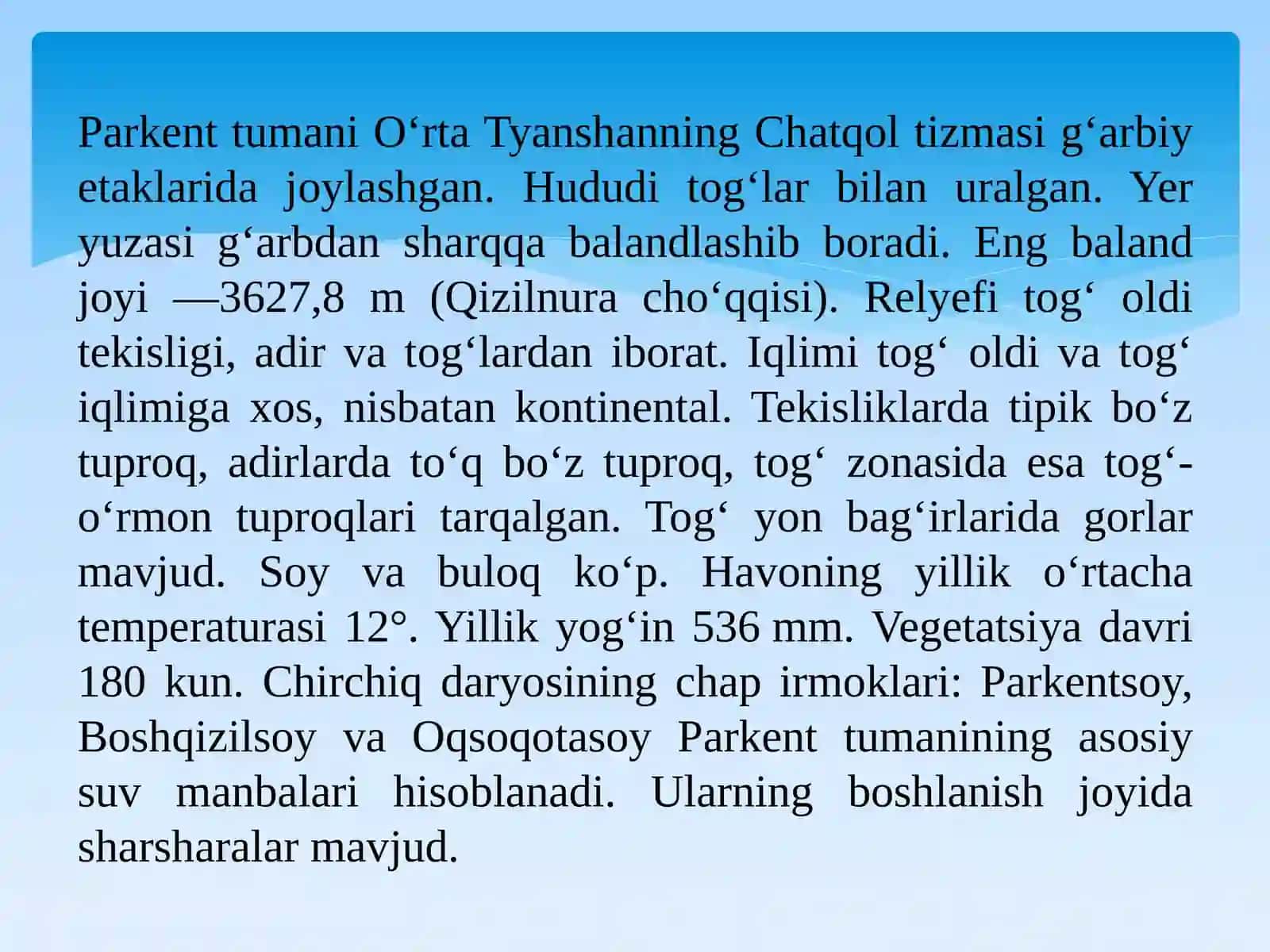 Parkent Tumani 3