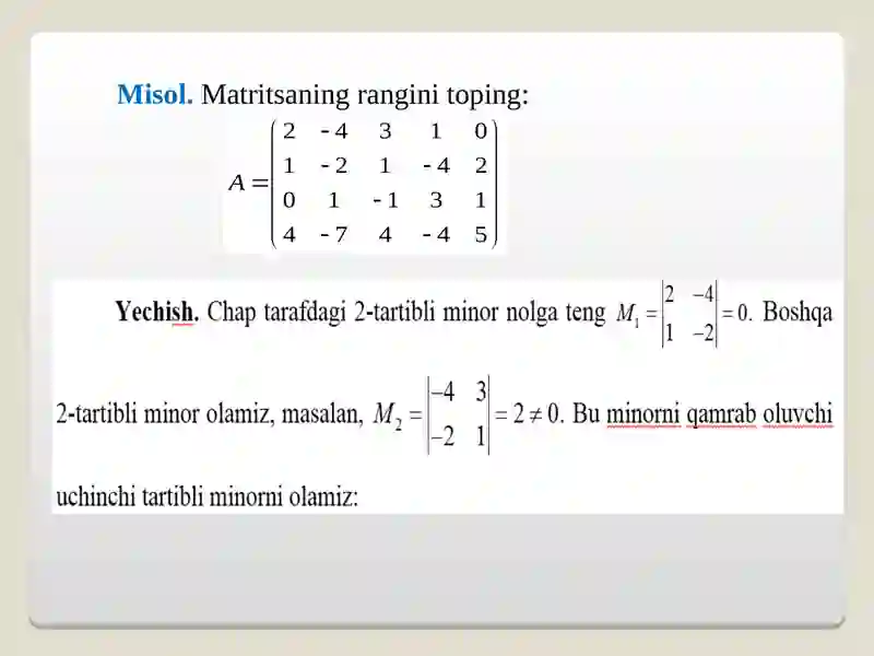 MATRITSA RANGI. TESKARI MATRITSA 3
