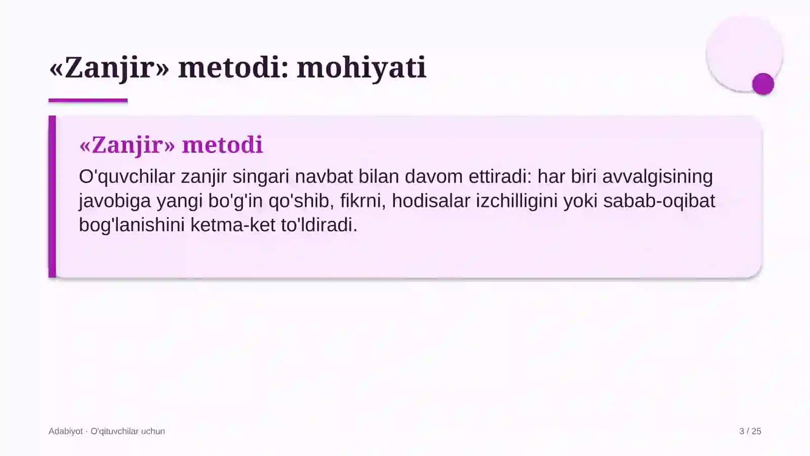 adabiyot darslarida zanjir metodidan foydalanish 3183 3