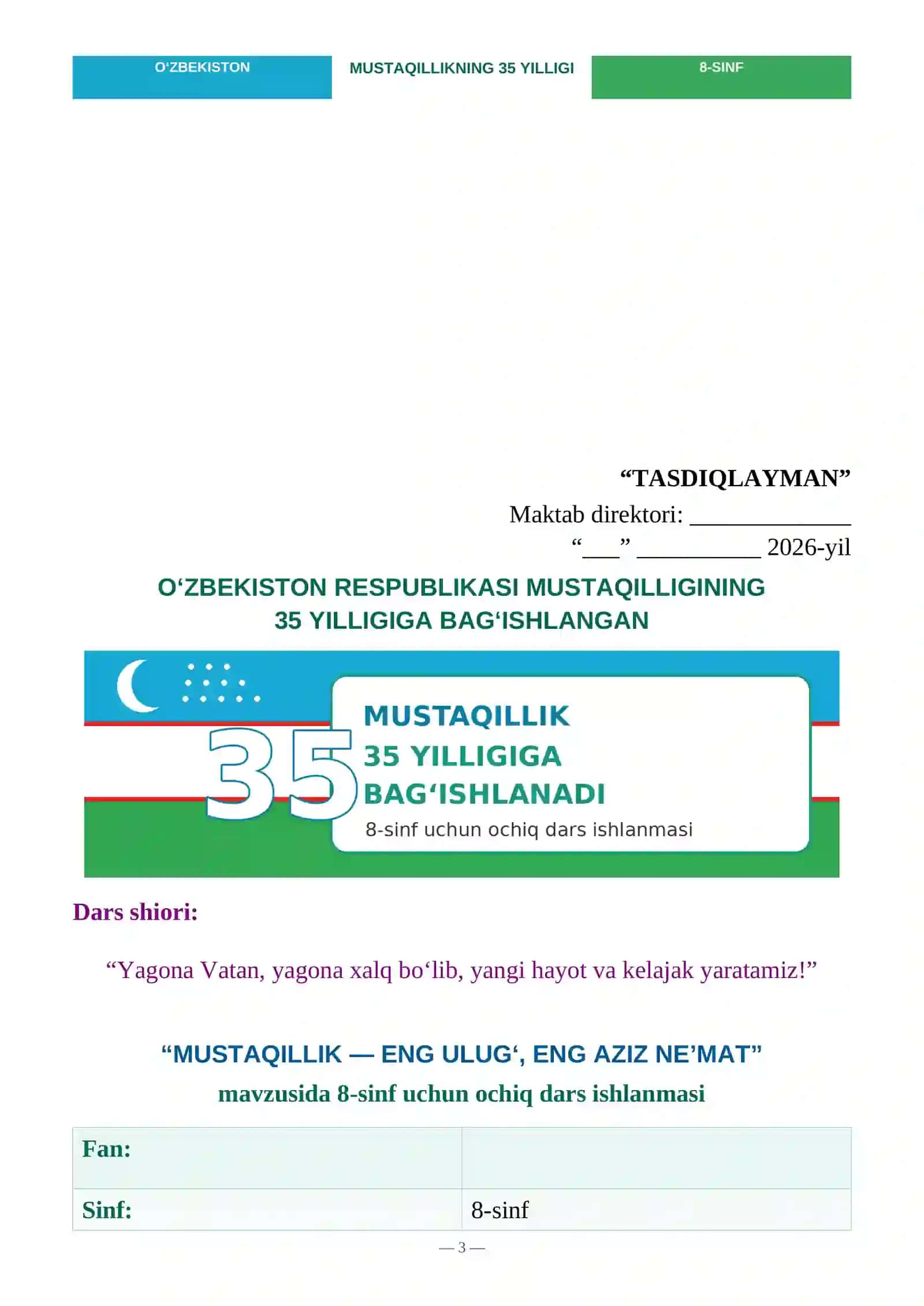 "MUSTAQILLIGIMIZNING 35 YILLIGI" 3