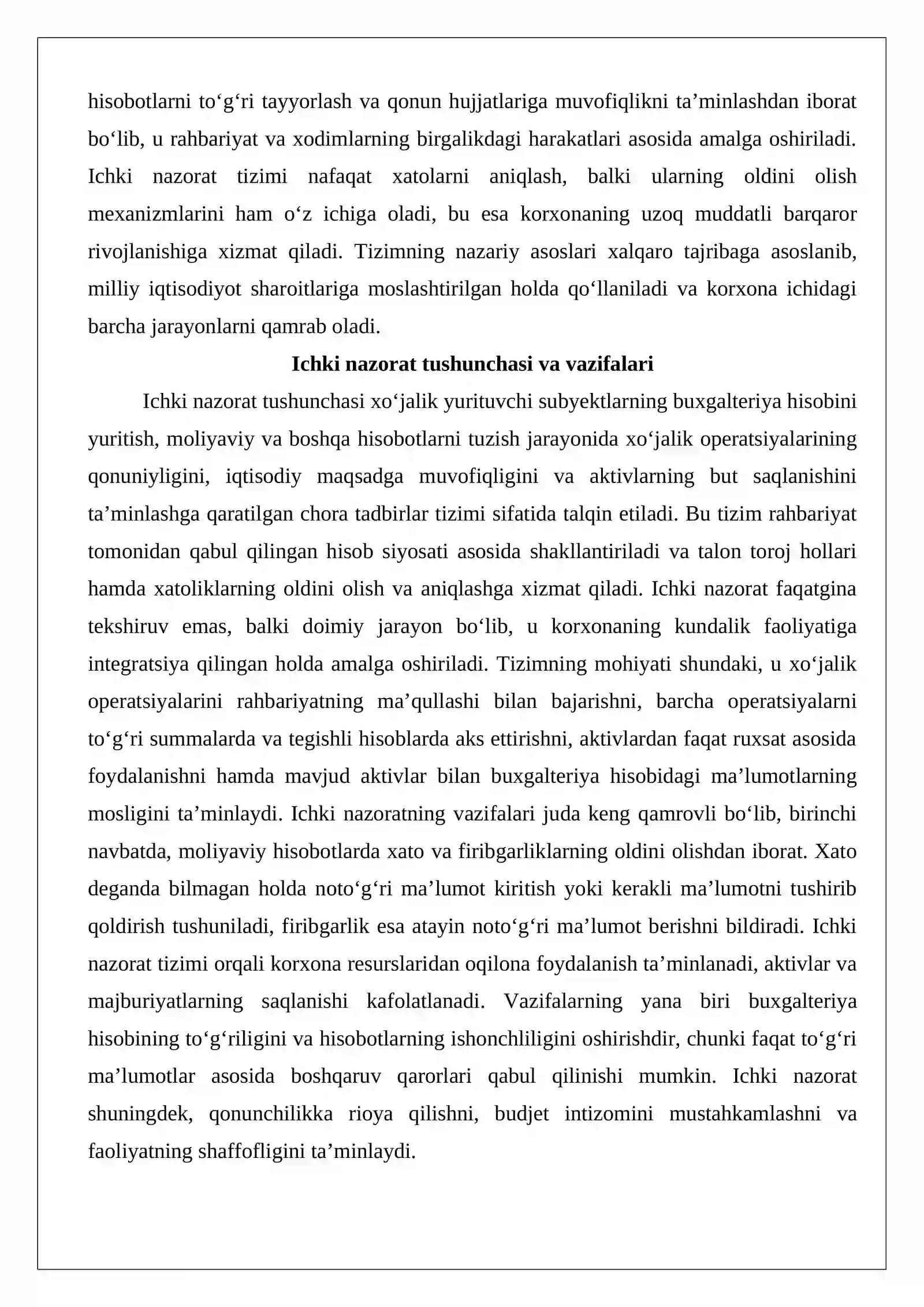 Korxona ichki nazorat tizimini o‘rganish va baholash 3