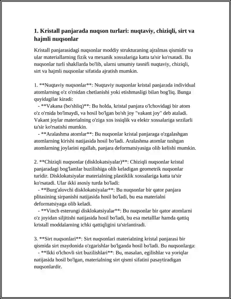 KRISTALL PANJARANING NUQSONLARI VA ULARNING MATERIALLARINING XOSSALARIGA TASIRI 3