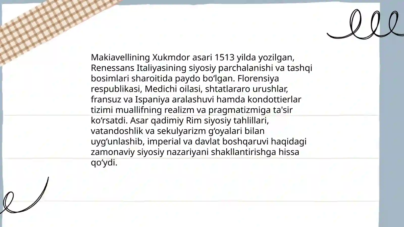 Makiavellining "Xukmdor" asari 3