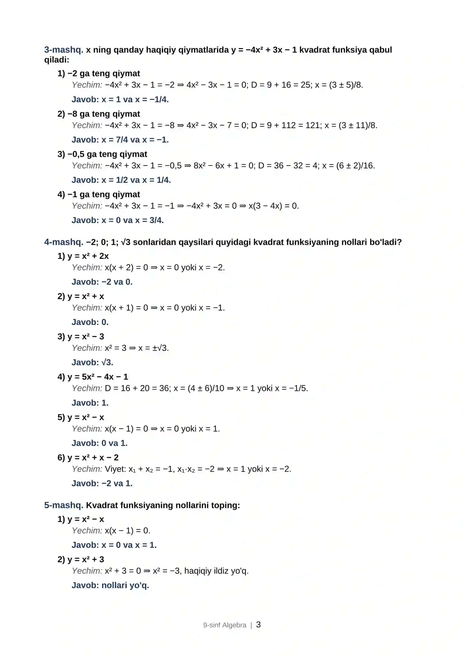 Algebra 9-sinf 3
