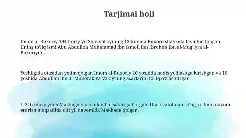 Imom al-Buxoriy hayoti ilmiy faoliyati va pedagogik qarashlari 3