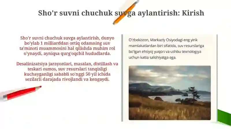 Sho'r suvni chuchuk suvga aylantirish 3