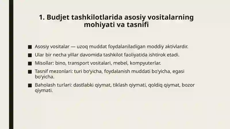 BUDJET TASHKILOTLARIDA ASOSIY VOSITALAR HISOBINI TASHKIL ETISH 3