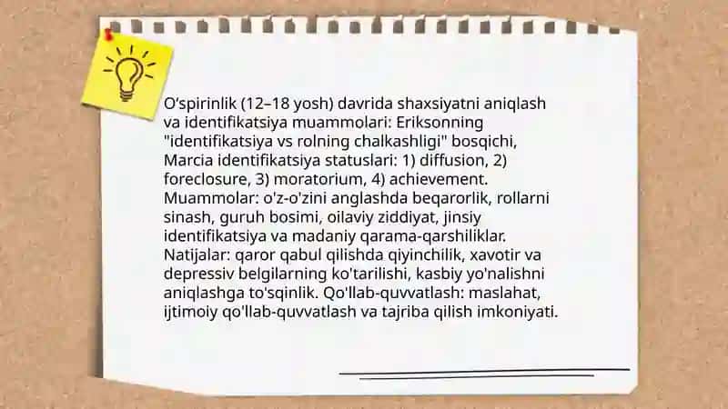 Oʻspirinlik davri shaxs rivojlanishi muammolari 3
