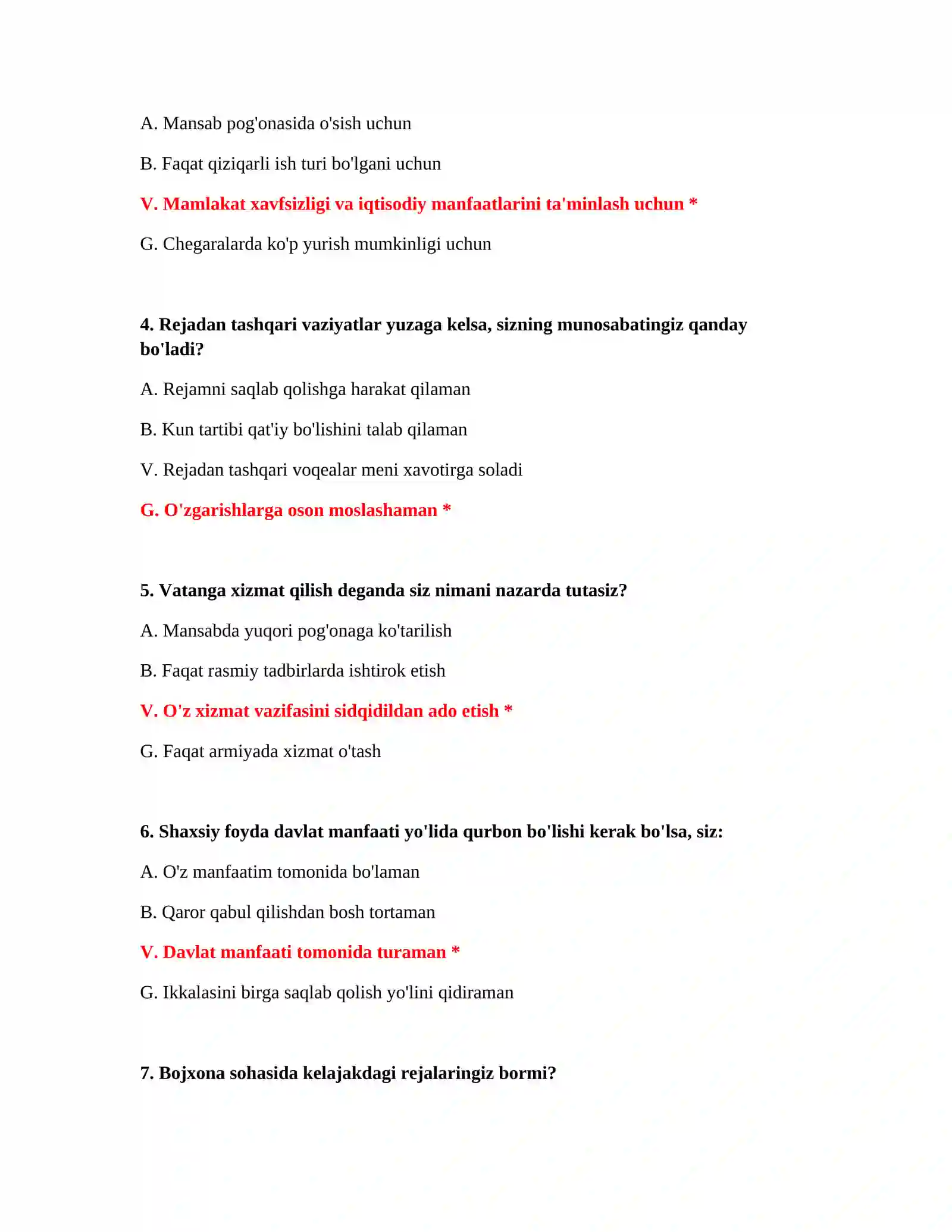 PSIXOLOGIK SINOV SAVOLLARI 3