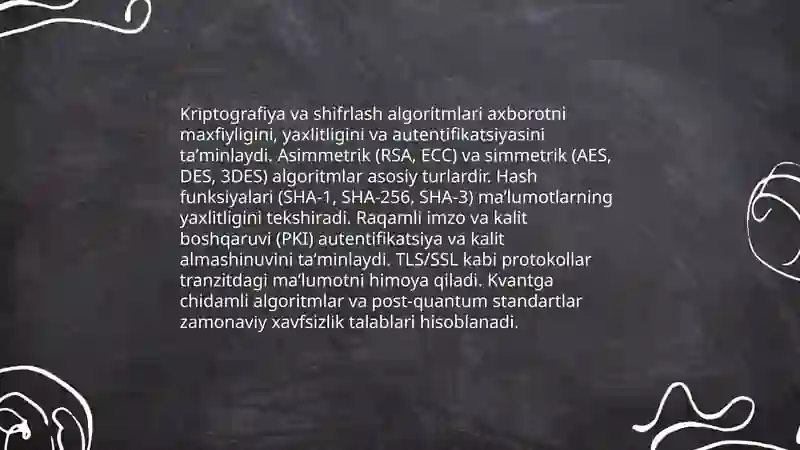 Kriptografiya va shifrlash algoritmlari 3