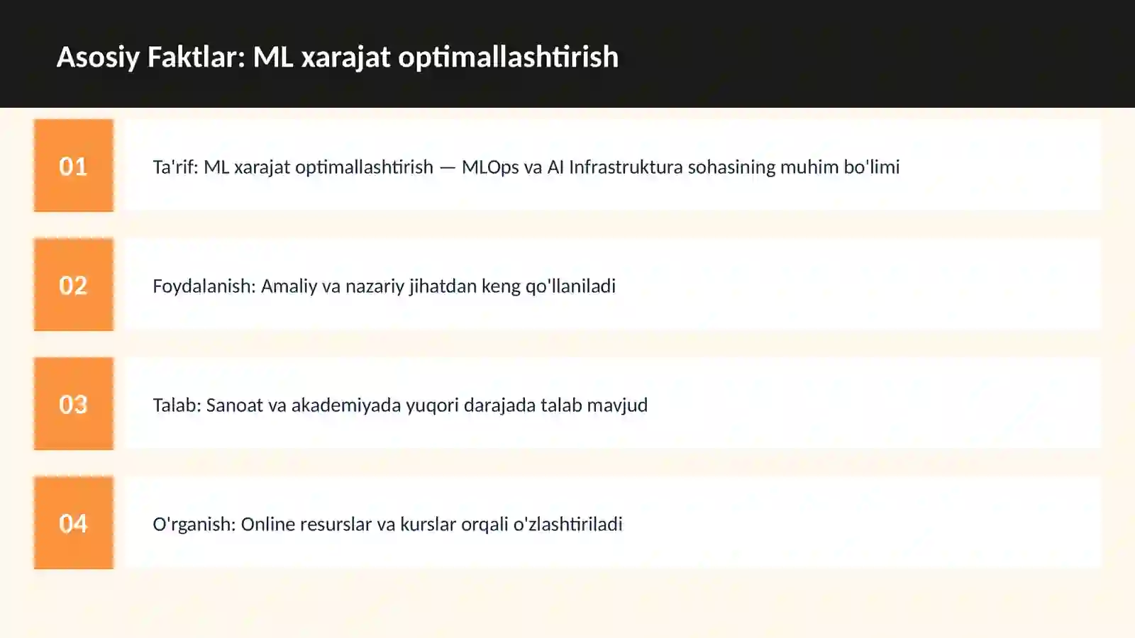 ML xarajat optimallashtirish 3
