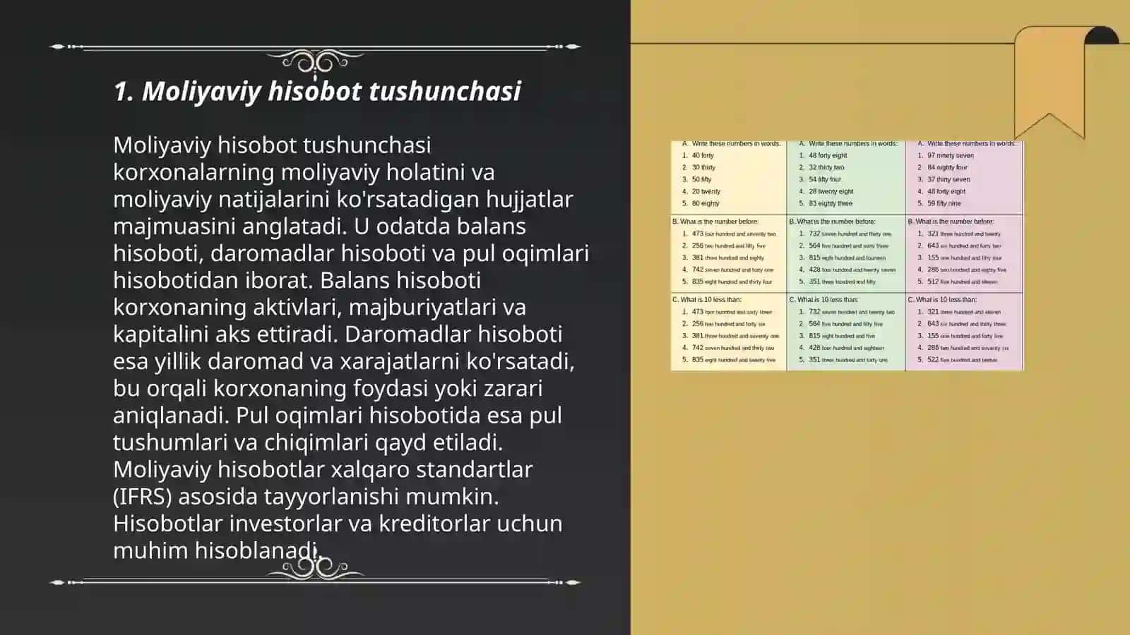 Moliyaviy hisobotning tarkibi, uni tuzishning umumiy printsiplari 3