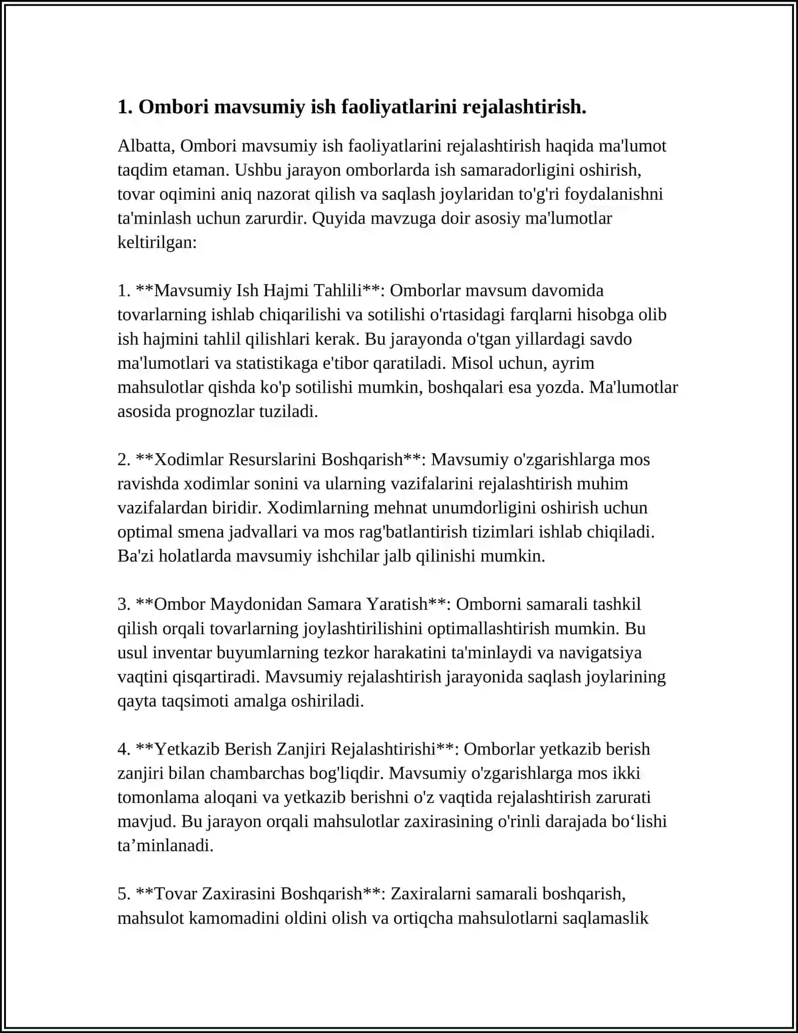 SUV OMBORI MAVSUMIY ISH FAOLIYATLARINI MUVOFIQLASHTIRISH UCHUN CHORA TADBIRLAR 3