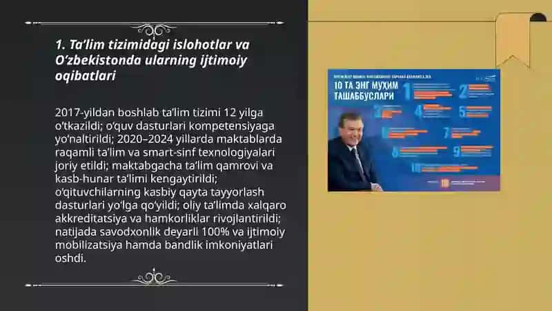 O'zbekistonda ijtimoiy sohada amalga oshirilayotgan o'zgarishlar mazmun va mohiyati 3