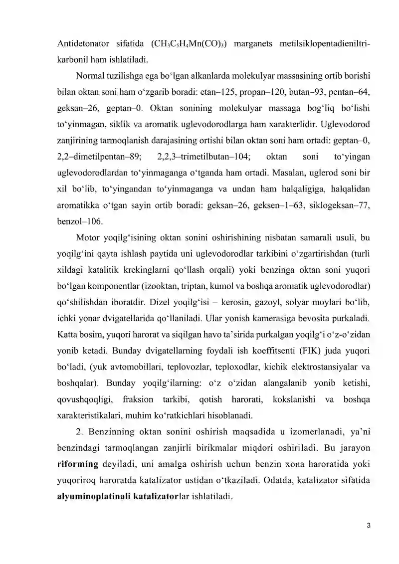 Neft, tabiiy gaz va ularni qayta ishlash mahsulotlari asosida kimyoviy sintezlar 3