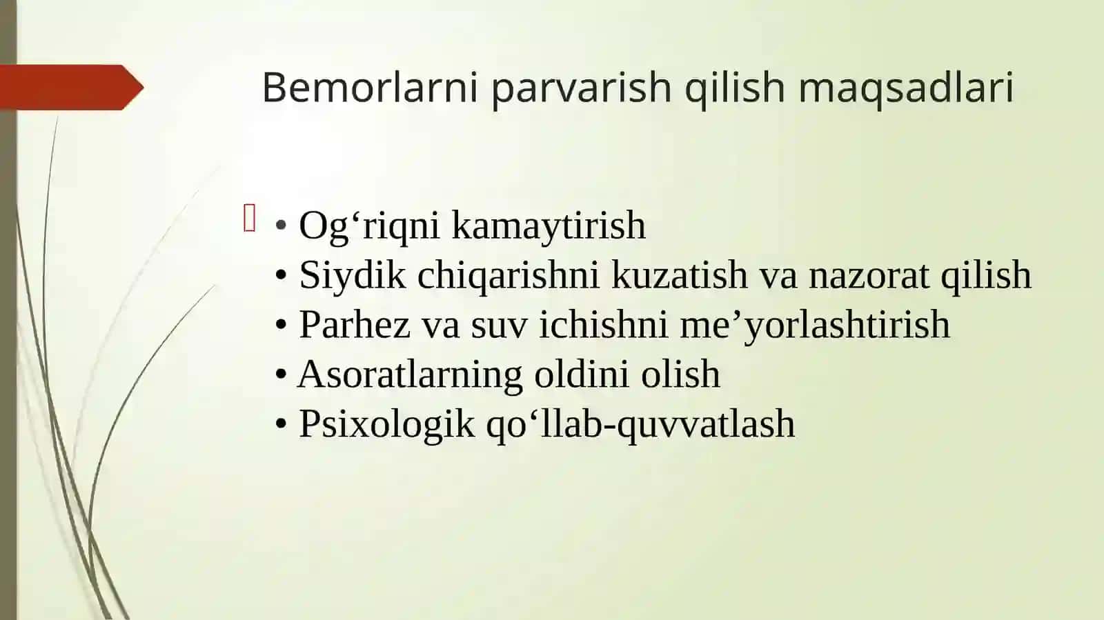Buyrak va siydik yo‘llari kasalliklari bilan kasallangan bemorlarni parvarish qilish 3