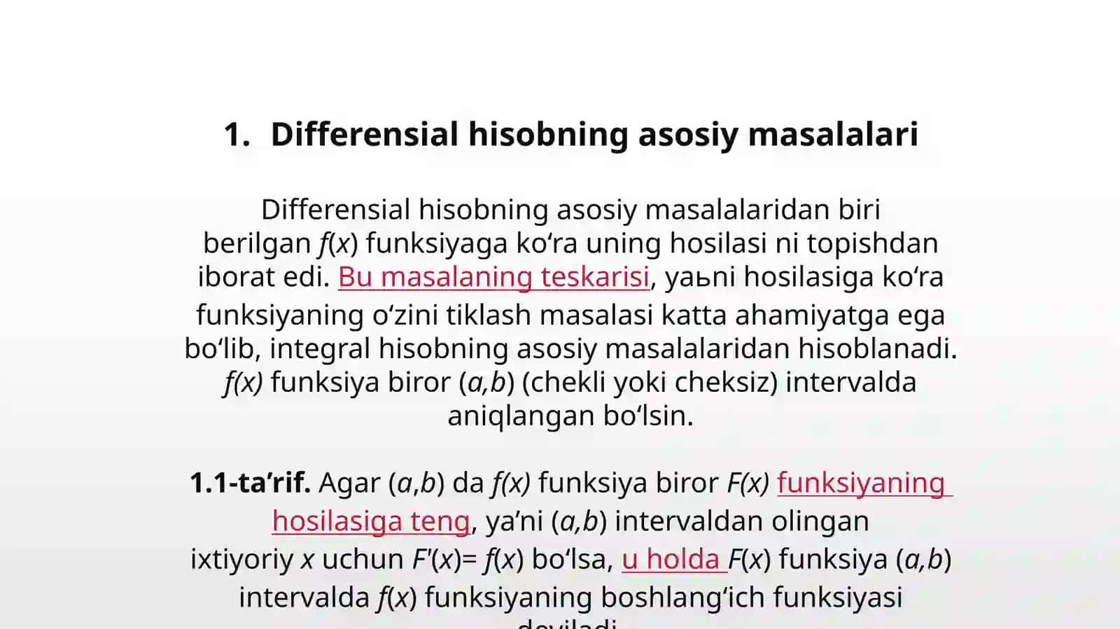 Differensialhisobning asosiy masalalari 3