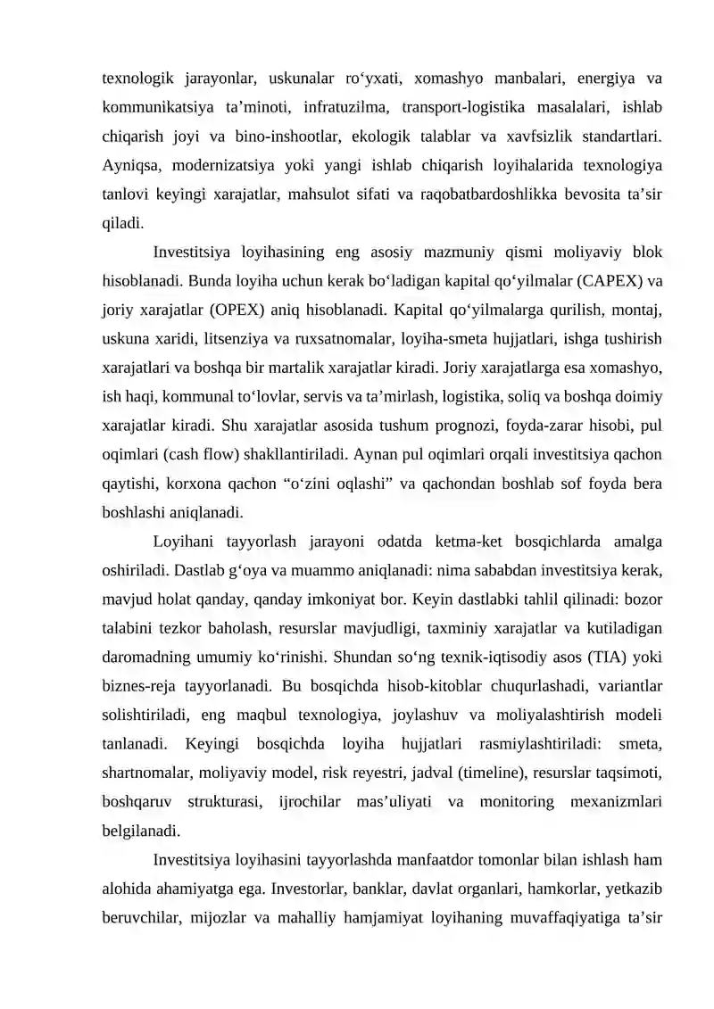 Investitsiya loyihalarini tayyorlash va tahlil qilish 3
