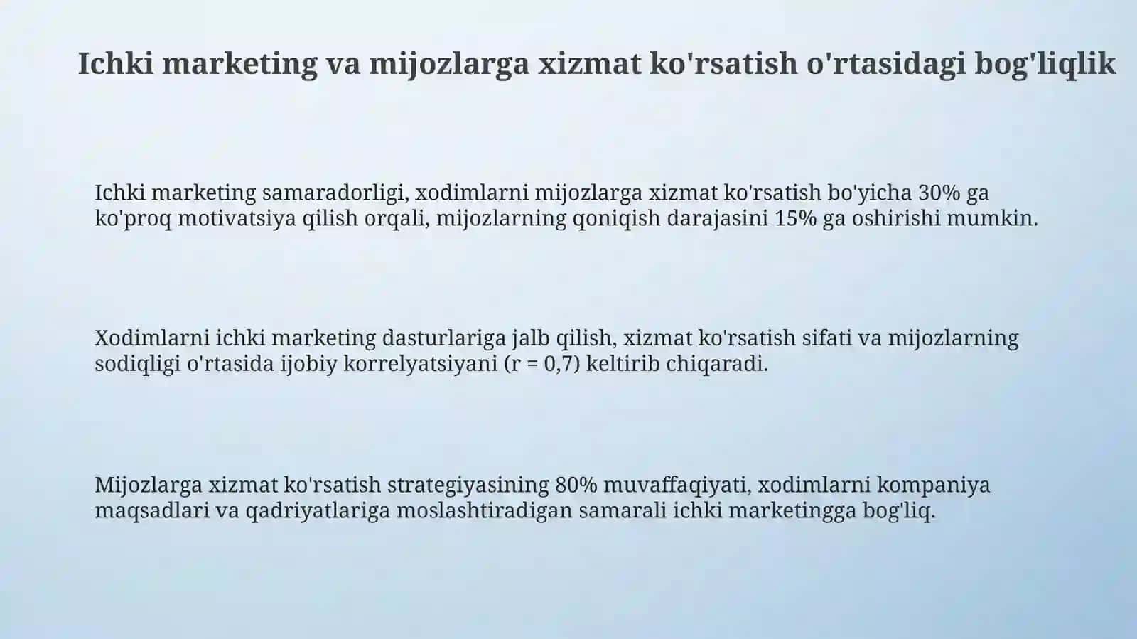 Ichki marketing va mijozlarga xizmat ko'rsatish o'rtasidagi bog'liqlik 3