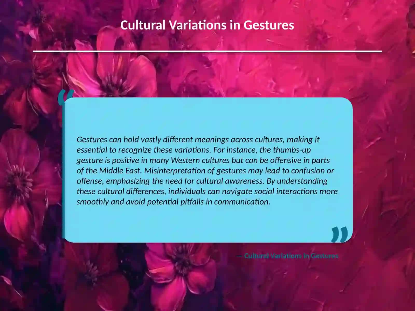 Understanding culture - interpreting body language 3