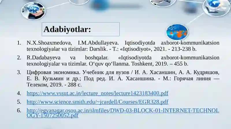 IQTISODIYOTSOHALARIDA TARMOQ TEXNOLOGIYALARIDAN FOYDALANISH 3