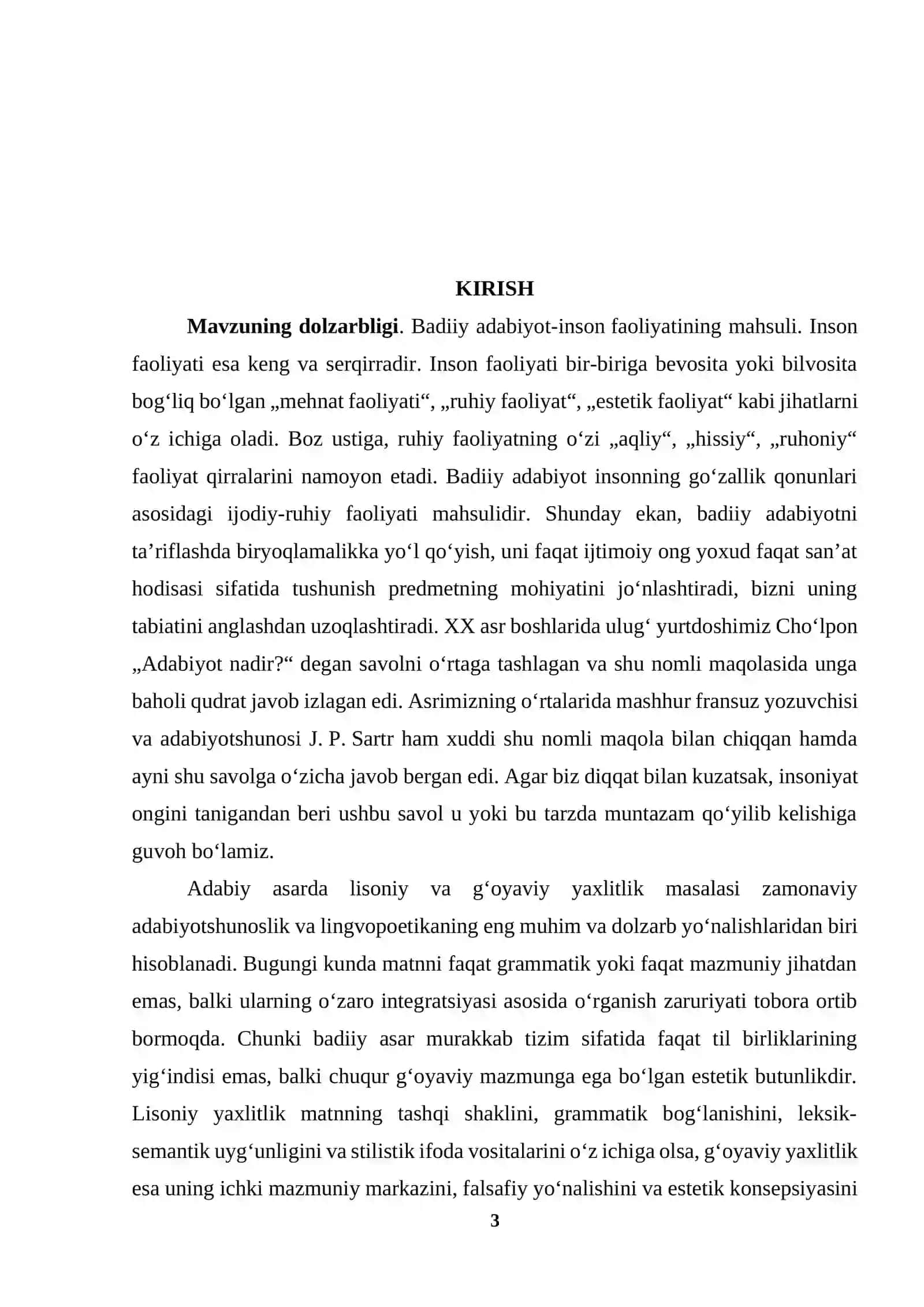 ADABIY ASARDA LISONIY VA GʻOYAVIY YAXLITLIK MUNDARIJA 3