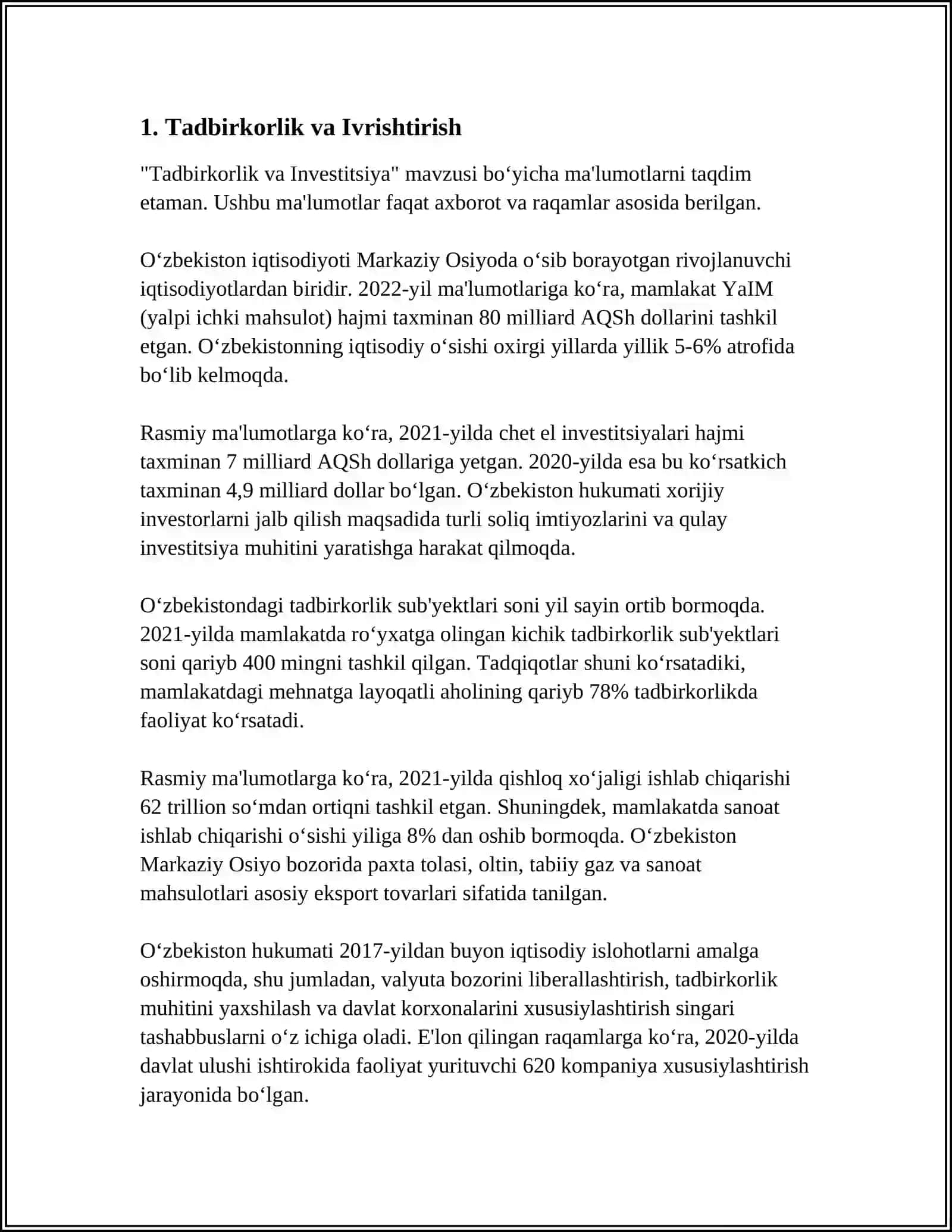 MUSTAQIL ISH Mavzu: OPERATSION OMILLARNING ASOSIY TOIFALARI 3