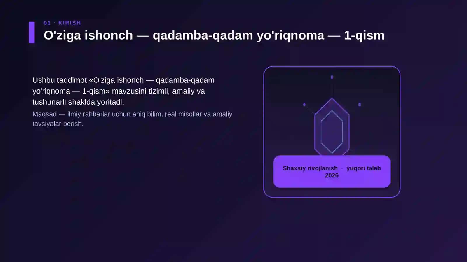 O'ziga ishonch — qadamba-qadam yo'riqnoma — 1-qism 3