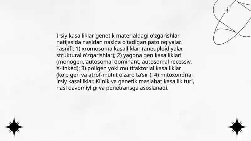 Irsiy kasalliklar: xromosoma va gen kasalliklari. Tibbiy genetik maslahat 3