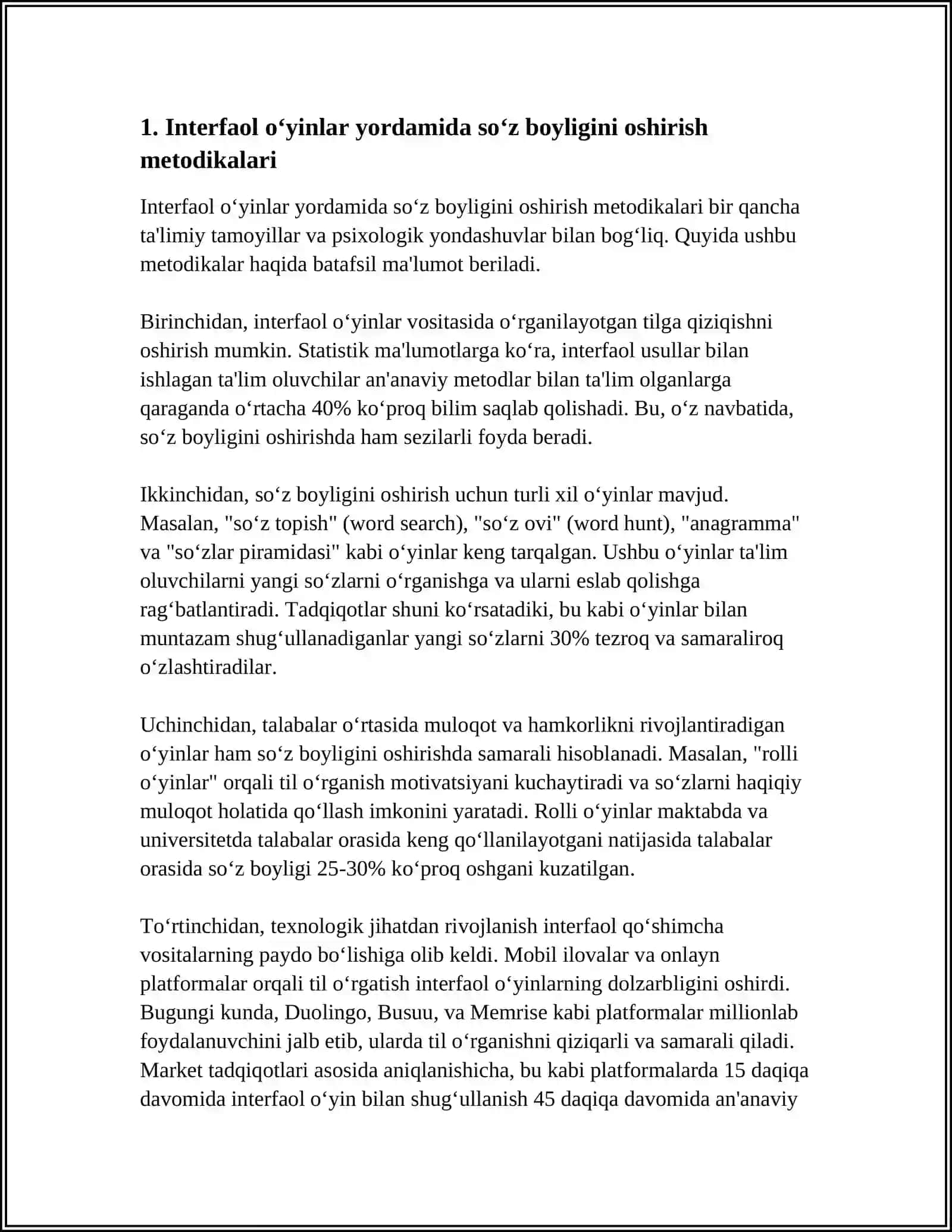 INGLIZ TILI DARSLARIDA INTERFAOL O‘YINLARDAN FOYDALANISH 3