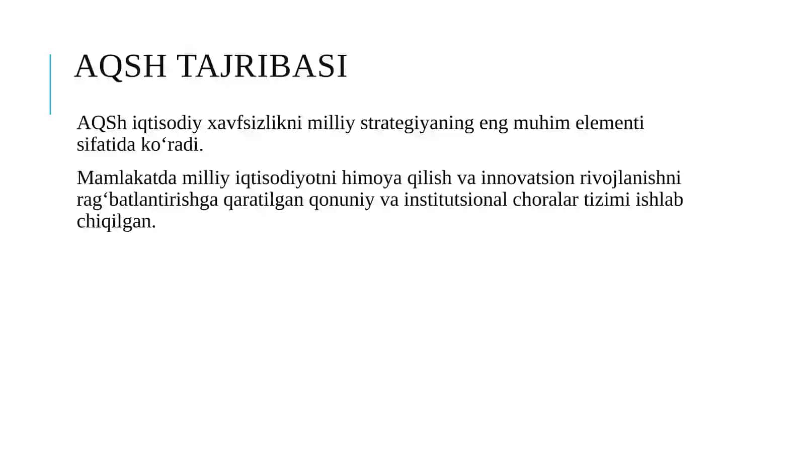 Xorijiy mamlakatlarning iqtisodiy xavfsizlikni taʼminlash boʼyicha tajribalari 3