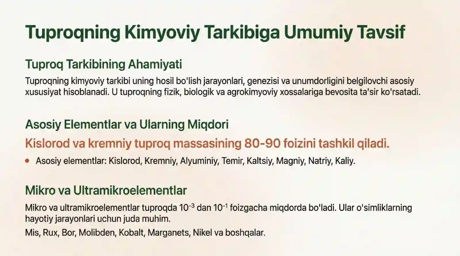 Tuproqni kimyoviy tarkibi uni saqlash va qayta ishlash usullari 3