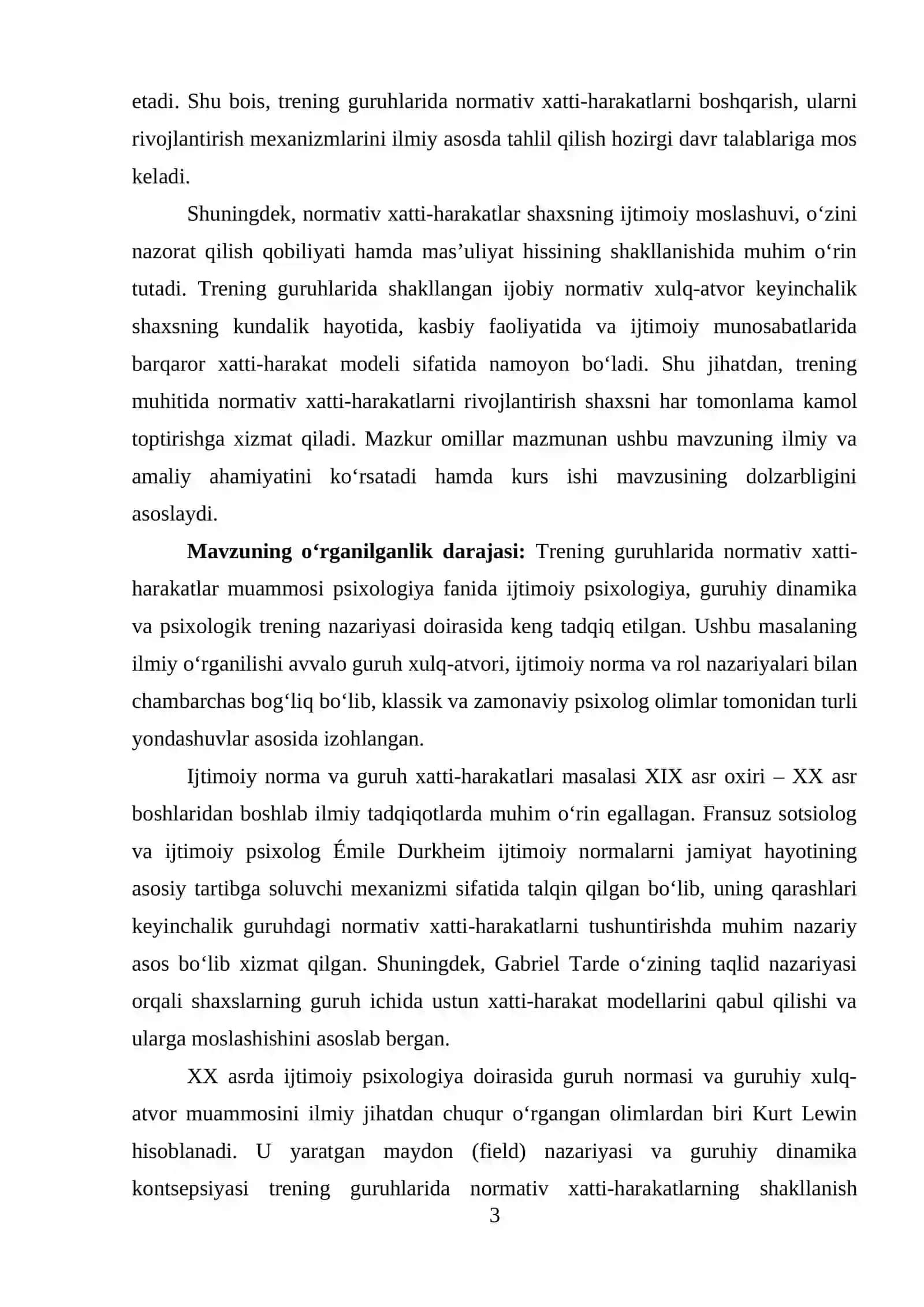 Trening guruhlariida normativ xatti-harakatlar 3