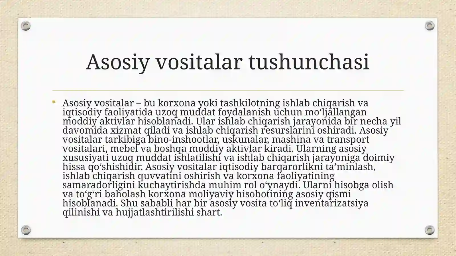 Asosiy vositalar tushunchasi va tur­lari 3