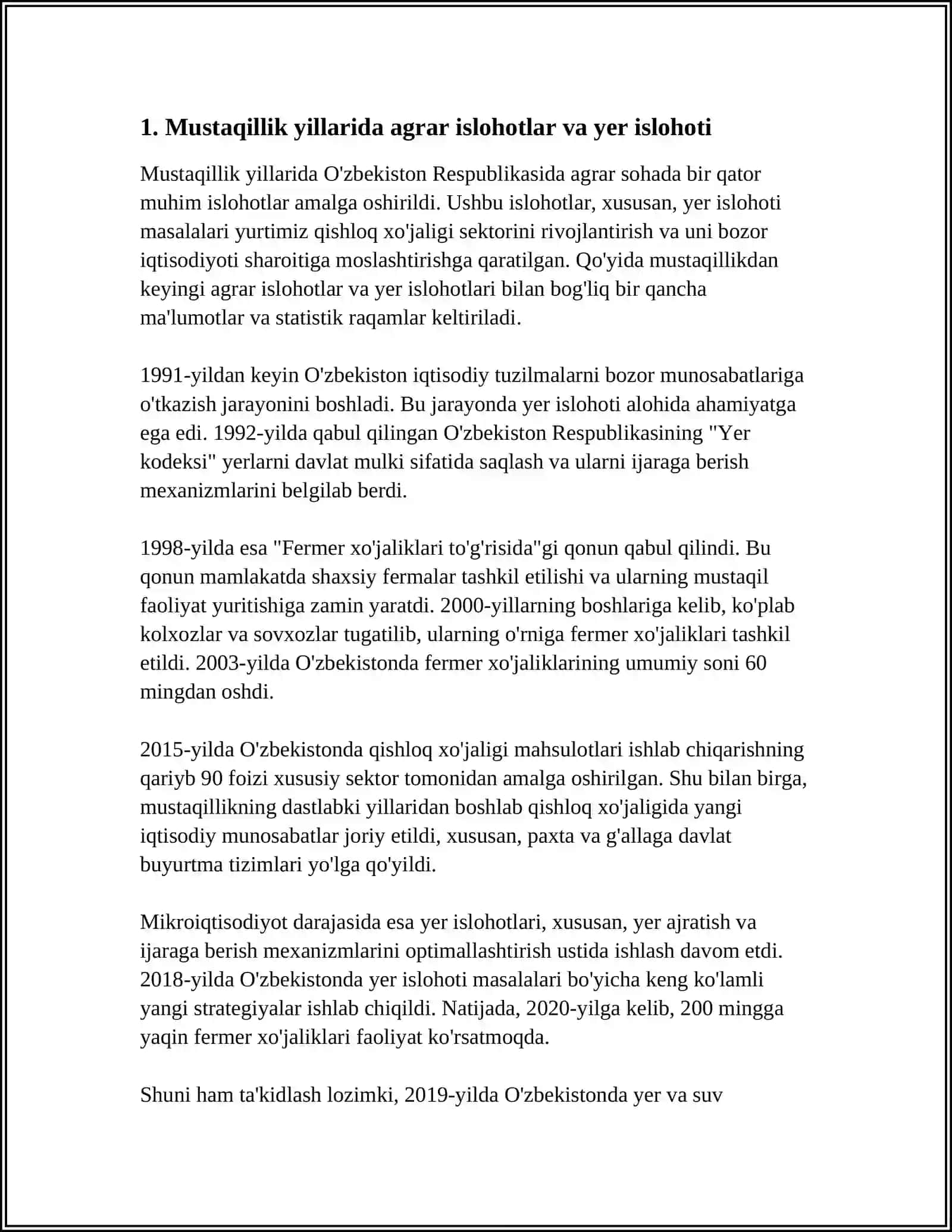 MUSTAQILLIK YILLARIDA QISHLOQ XO'JALIGI VA SANOAT SOHASIDAGI O'ZGARISHLAR 3