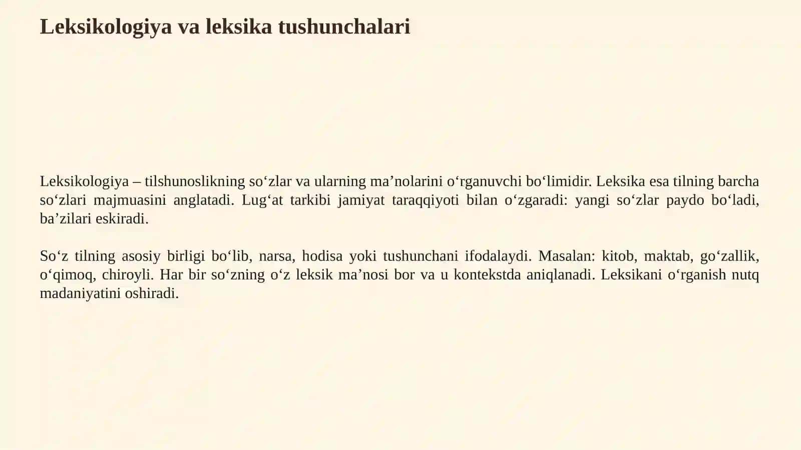 O‘ZBEK TILINING LEKSIK BOYLIGI VA SO‘Z MA’NOLARI 3