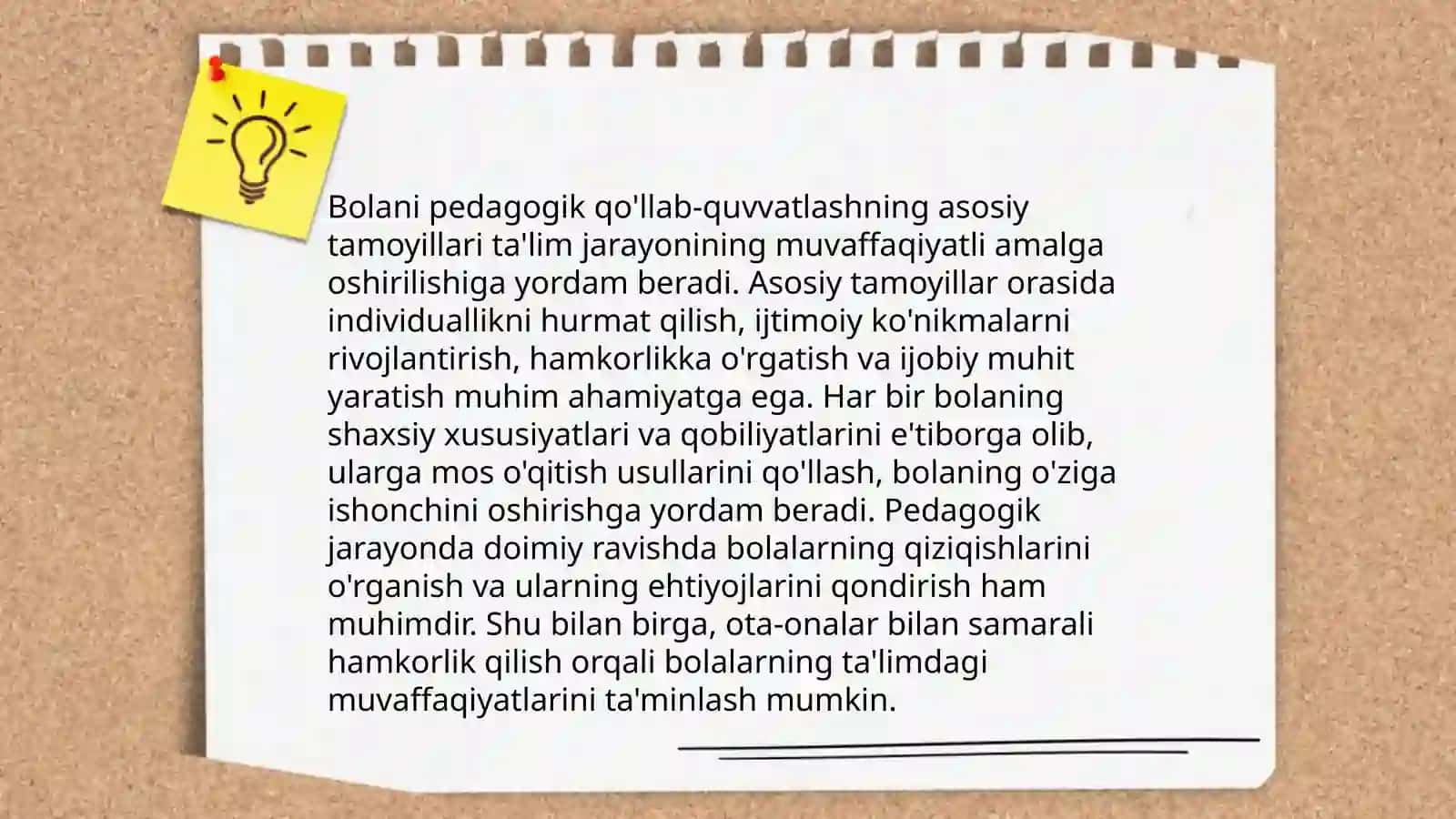 Bolani pedagogik qo'llab-quvvatlashning asosiy tamoyillari 3
