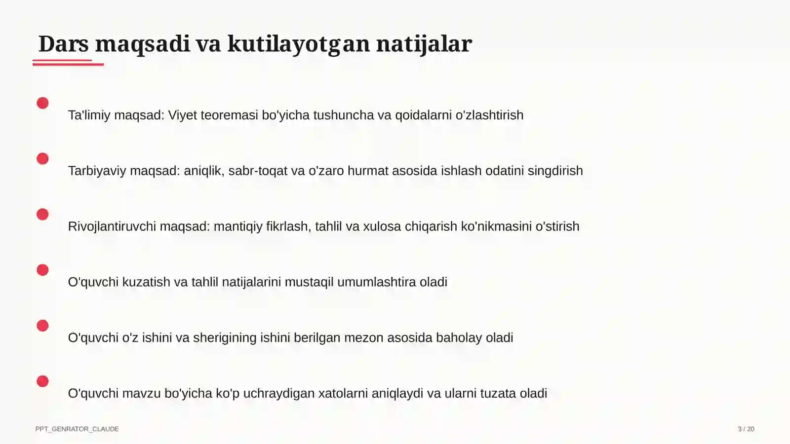 Viyet teoremasi (8-sinf) 3