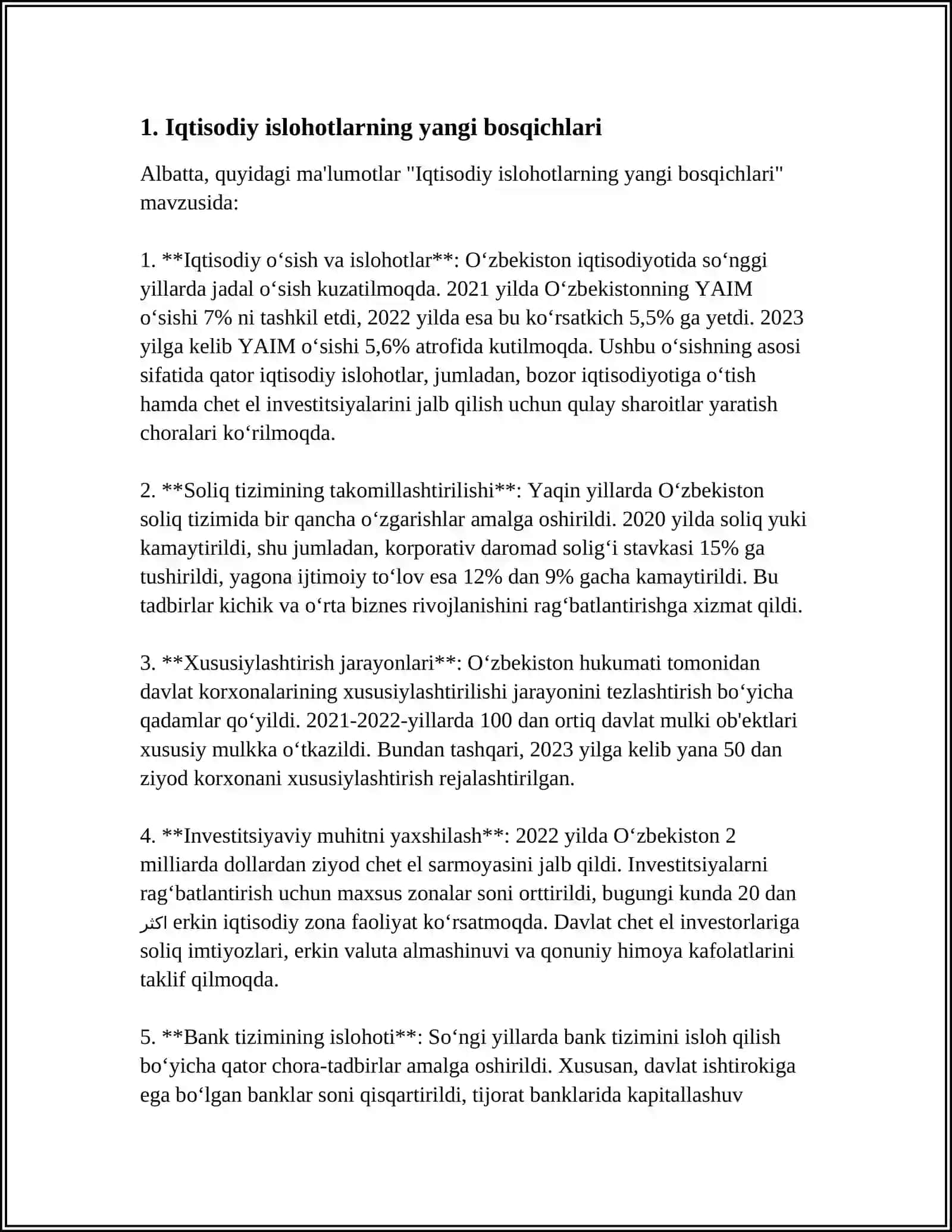 O'ZBEKISTONDA AMALGA OSHIRILAYOTGAN ISLOHATLARNING YANGI BOSQICHLARI 3