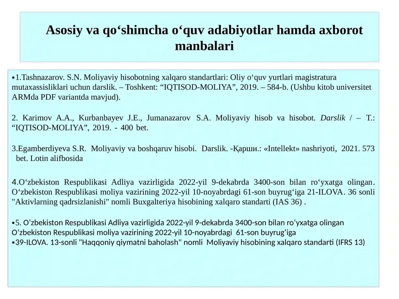 AKTIVLARNI QADRSIZLANISHI VA BOZOR (XAQQONIY) QIYMATINI MOLIYAVIY HISOBOTDA AKS ETTIRISH QOIDALARI 3